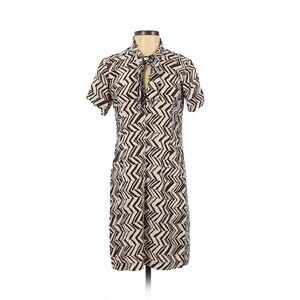 2012 MARNI at H&M Geometric Chevron Herringbone Print Silk Dress - US 2
